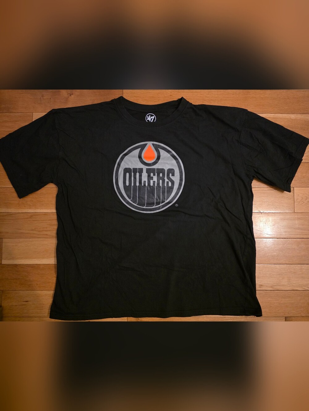 '47 Edmonton Oilers Black T-Shirt with Orange Accent